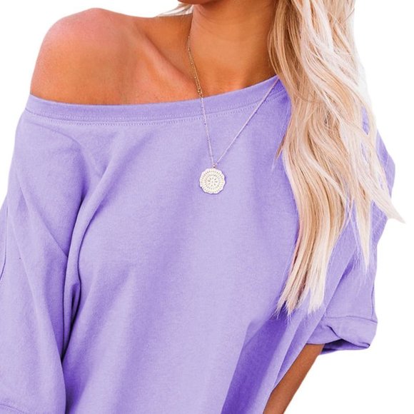 Tops - PURPLE Loose High-Low Tee